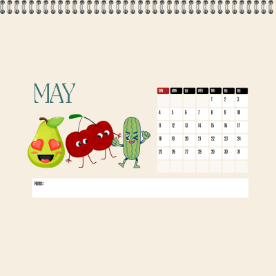 Calendar 2025 Fruits & Vegetables